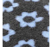 Profleece Nature Collection 2-colour Vet Bedding Quick Drying & Washable Fleece Bedding for Puppys & Dogs - Dog Bed Ideal for Whelping - Flower Charcoal/Lt. Blue - 90 x 60cm