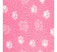 Profleece Premium Vet Bedding Quick Drying & Washable Fleece Vet Bedding for Puppys & Dogs - Dog Bed Ideal for Whelping - Paws Pink/White 3m x 75cm