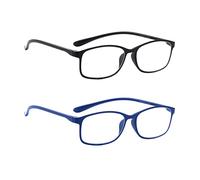 PROFLEX BluOptix Blue Light Blocking (2 Pack) lightweight, flexible, scratch resistant, unisex (mens + womens), computer screen technology reading glasses (black+blue +2.5)