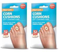 PROFOOT Corn Cushions - 12 Cushioning Pads - Instant Relief from Painful Corns - Super Soft Cushioning Foam Pads for Pressure Relief - Self Adhesive Pads (Pack of 2)