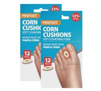 PROFOOT Corn Cushions - 12 Cushioning Pads - Instant Relief from Painful Corns - Super Soft Cushioning Foam Pads for Pressure Relief - Self Adhesive Pads (Pack of 2)
