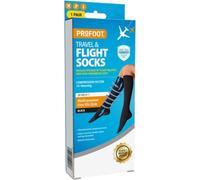 Profoot Ribbed Compression Flight Socks Unisex ideal for plane travel 1 pair per pack Size UK 4 -7 (Black)