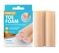 Profoot Toe Foam - Instant Pain Relief for Bunions and Corns - Soft Foam Toe Tubes - Foam Toe Protectors - Relieves Pressure and Friction - 3 Tubes,