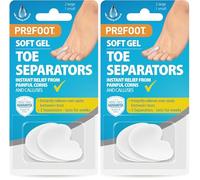 PROFOOT Toe Separators - Instant Relief from Corns and Calluses - Ideal for Overlapping Toes - Soft Gel Toe Spacer - Toe Spreaders (Pack of 2)