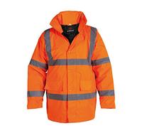 ProForce Class 3 Contractor High Visibility Coat Hi-Vis Hi-Viz Work Site Jacket (Large, Orange)