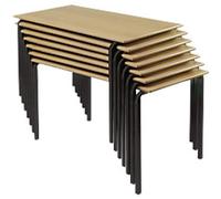 Proform Rectangular Table with Beech Coloured MFC Top and Black Frame Crushbend 1100 x 550 x 640mm Pack of 4