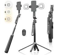 Proformance Master 71" Smart Tracking Selfie Stick & Tripod, Auto Face Tracking 360° Rotation, 2 LED Lights, AI Gesture Control, Auto Tracking Tripod for iPhone & Android, TikTok Ready