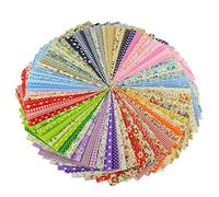 Profusion Circle Pack of 50 Fabric Cotton Floral Printed Boundle Patchwork Squares DIY Sewing Accessories