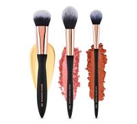 Profusion Cosmetics Artistry Face Essentials 3 Piece Wave Handle Face Brush Set for Flawless and Elegant Look, Enhance Your Beauty with Essential Luxurious Vegan Makeup Brushes