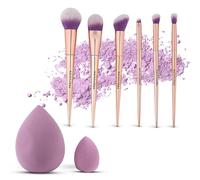 Profusion Cosmetics Brush Crush 8-Piece Makeup Brush Set, Face & Eye Brushes for Blending, Contouring & Highlighting, Vegan & Cruelty-Free Makeup Tool Kit