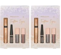 Profusion Cosmetics Festive Eye Kit with Liquid Eyeshadow, Classic Black Liquid Liner, and Lash out Loud Lengthening Curling Mascara for Flawless Eye Catching Look (Pack of 2)