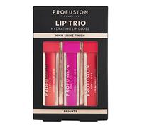 Profusion Cosmetics Lip Trio Hydrating Lip Gloss with High Shine Finish for All Skin Types, Achieve Luscious Lip with Bold and Nourishing Lip Gloss Set - brights