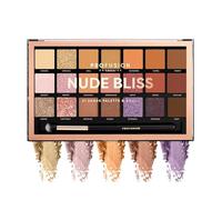 Profusion Cosmetics Nude Bliss 21 Shade Eyeshadow Palette + Free Pro Series Brush (highly pigmented, blendable shades of golden taupe, dusty coppers and rosy pink hue)