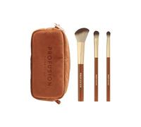 Profusion Cosmetics Pumpkin Spice 3 PC Makeup Brush Set with Cosmetic Bag - Angled Face Brush, Eye Blending & Detail Brushes Included, Vegan and Cruelty-Free Tools