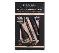 Profusion Cosmetics Ultimate Brow Sculpt Gel for Ideal Brow, Achieve Laminated Mesmerizing Brow with Brow Sculpt Gel with Dual Ended Tool, Brow Pomade with Creamy Texture, and Brow Pencil, Dark Brown