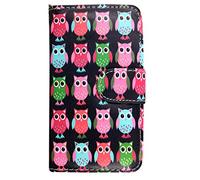 ProGadgetsLtd Nokia Lumia 520 Case Leather Flip Wallet [Card Holder][kickstand][Magnetic] Phone Cases Cover For Lumia 520 (Owls Style 1)