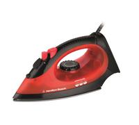 Hamilton Beach Steam Iron, Non-Stick Soleplate, Adjustable Temperature Control, Continuous Steam & Spray Functions, Overheat Protection, 360° Swivel Cord, 2200W - HB048D, Red & Black