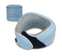 Proglobe Junior Travel Neck Pillow for Kids - Ergonomic Memory Foam Support for Car, Plane & Coach - Washable, Soft, Lightweight Pillow with Strap - Ideal for Ages 4-13, Light Blue