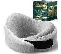 Proglobe Luxe Memory Foam Travel Neck Pillow, Organic Cotton, Light Gray