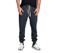 PROGO USA Men's Joggers Sweatpants Basic Fleece Marled Jogger Pant Elastic Waist, Marled Black, Medium
