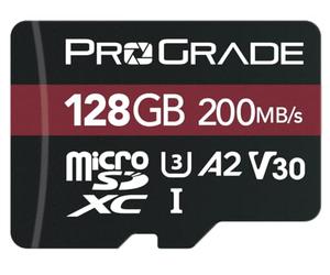 ProGrade Digital microSD Memory Card - V30 microSD Card for DSLR and Action Cameras - High Speed Transfer of Files & Large Storage - Up to 200MB/s Read Speed (128GB)