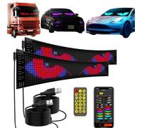 Programmable LED Eye Light for Trucks/Cars - Animated Devil Eyes Windshield Display with Remote Control, Flexible Screen for Custom Messages & Decoration Two-piece pack 2.8x6.8 in/16x32 pixels