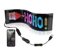 Programmable LED Sign, Bluetooth App Control LED Car Sign, Flexible LED Matrix Panel,Led Sign for Car, Custom Text Pattern Animation Scrolling LED Display for Car, Shop, Bar, Shop (47 * 12CM)