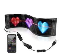 Programmable LED Sign, Bluetooth App Control LED Car Sign, Flexible LED Matrix Panel,Led Sign for Car, Custom Text Pattern Animation Scrolling LED Display for Car, Shop, Bar, Shop (37.2 * 9.2CM)