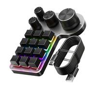 Programmable Macro Gaming Keypad with 12 Keys 4 Knobs USB Wired BT Dual Mode Multi-Purpose Shortcut Custom Ergonomic Compact Keyboard for Office