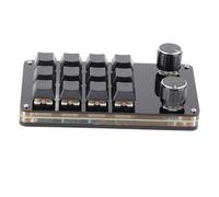 Programmable Macro Keyboard One Handed Mechanical Keypad Custom Knob Control with Red Switch and USB Plug Play for Mac OS PC (12 Keys with 2 Knobs)