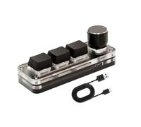 Programmable Macro Keypad with Knob, 3/6 Key Custom Mechanical Keyboard, 2.4G Wireless/Bluetooth/Wired Triple Mode, Full Key Customizable Shortcut Keypad for Gaming, Office, No Driver Required