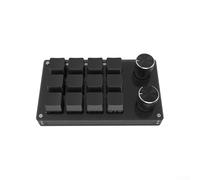 Programmable Mechanical Mini Keyboard 12 Keys with 2 Knob for Office Gaming Media Production Industrial Control - Compatible(Black)