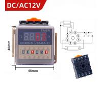 Programmable Timer Relay with Digital Display, SPDT 5A 220VAC, DC12V/24V, 0.1s-990h Delay, DIP Switch Setting, for DH48S-S Compatible Model, Includes Socket