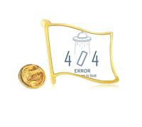 Programmer 404 Error Not Found Golden Metal Flag Lapel Pin Badge