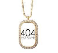 Programmer 404 Error Not Found Necklace Pendant Diamond Crystal Golden Jewelry