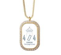 Programmer 404 Error Not Found Necklace Pendant Diamond Crystal Golden Jewelry
