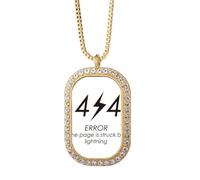Programmer 404 Error Page Necklace Pendant Diamond Crystal Golden Jewelry