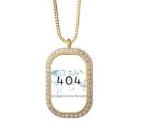 Programmer 404 Error Page Not On Earth Necklace Pendant Diamond Crystal Golden Jewelry
