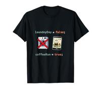 Programmer Adulting Humor laundryDay False coffeeRun True T-Shirt