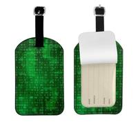 Programmer Binary Data Coding,Luggage Tags Pu Leather Name Tag Travel Suitcase Identifier ID Tags Durable Baggage Label 2 pcs