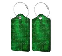 Programmer Binary Data Coding,Luggage Tags Pu Leather Name Tag Travel Suitcase Identifier ID Tags Durable Luggage Label 2 pcs