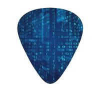Programmer Blue Binary Code,12 Pcs Guitar Pick,3 Different Thickness Plectrums for Acoustic Guitar Bass Ukulele (0.46mm 0.96mm 0.71mm)