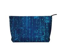 Programmer Blue Binary Code, Cosmetic Bag Corduroy Makeup Bag Portable Travel Toiletry Bag