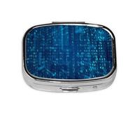 Programmer Blue Binary Code,Meta Pill Box 2 Compartment Medicine Case,Portable Organizer,Rectangle Meta Portable Organizer Pill Box 25 Compartment Medicine Case