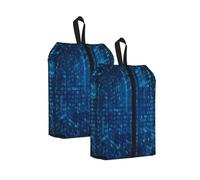 Programmer Blue Binary Code, Travel Shoe Bags 2 Pack, Waterproof Shoe Storage Bags, Shoe Organizer for Travel and Home