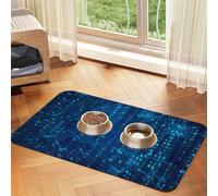 Programmer Blue Binary Code,Waterproof Pet Feeding Mat,PU Leather Placemats for Cat Dog Water Bowl,Food Mats,30x45cm