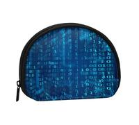 Programmer Blue Binary Code, Women's Storage Bag Shell Makeup Bag Small Coin Purse Shell Change Pouch