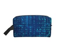 Programmer Blue Binary CodeMakeup Trave Bag for Women,Cosmetic Large Capacity Organizer