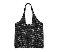 Programmer Code Black Black,Reusable Tote Bags Grocery Bags Large Capacity Canvas Shopping Shoulder bag