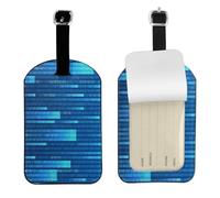 Programmer Code Blue,Luggage Tags Pu Leather Name Tag Travel Suitcase Identifier ID Tags Durable Baggage Label 2 pcs